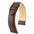 thumbnail image 1 of Hirsch Kansas Leather Watch Strap - Brown - M - 16mm / 14mm - Shiny Silver Buckle - Calf Leather Band, 1 of 9
