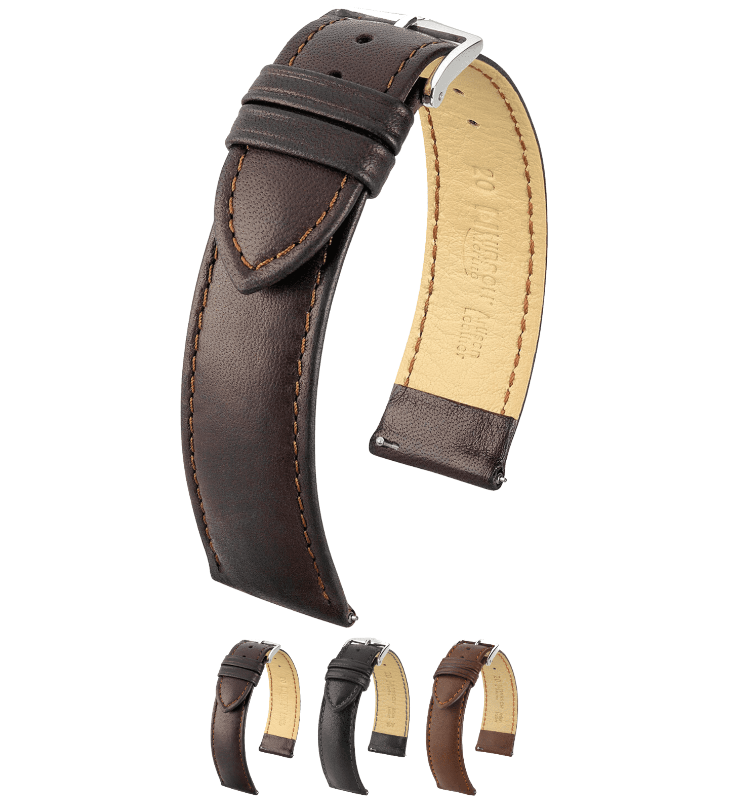 Hirsch Merino Artisan Sheep Leather Watch Strap - Brown - L - 22mm ...