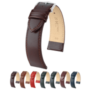 Hirsch Osiris Leather Watch Strap - Brown - L - 20mm - Silver Buckle