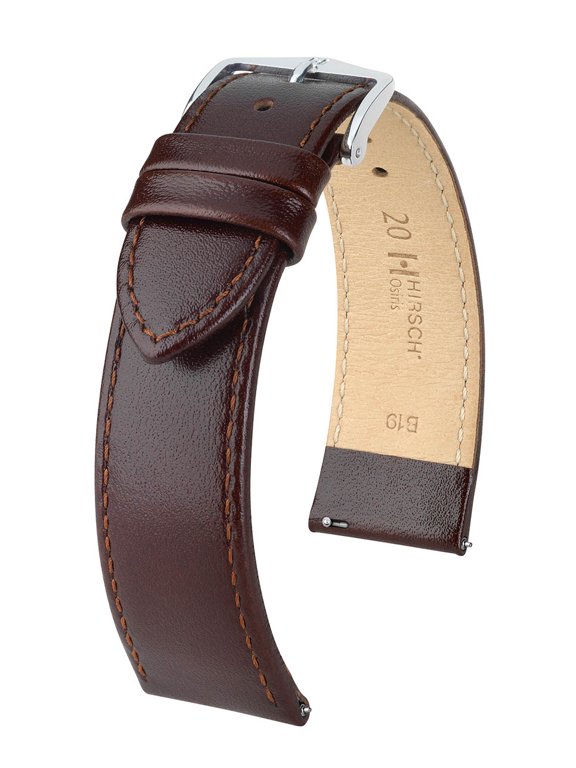 Osiris Leather Watch Strap - Brown - L - 24mm - Silver Buckle - Calf Leather Band