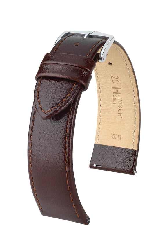 Osiris Leather Watch Strap - Brown - L - 24mm - Silver Buckle - Calf Leather Band