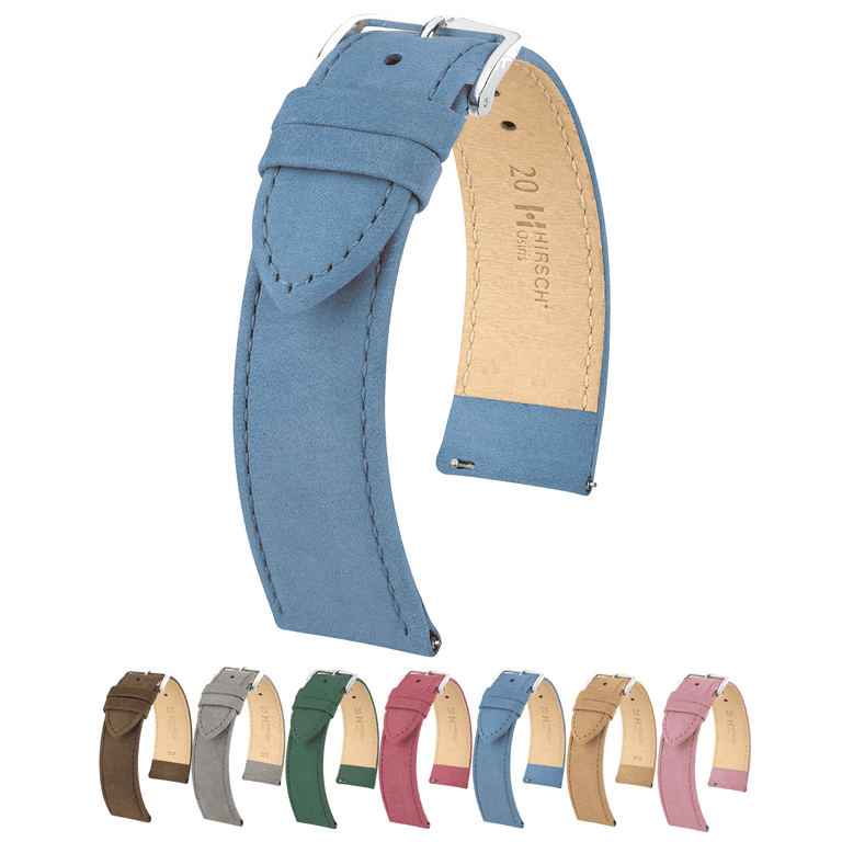 Hirsch Osiris Nubuck Leather Watch Strap Blue M 16mm Silver Buckle Walmart