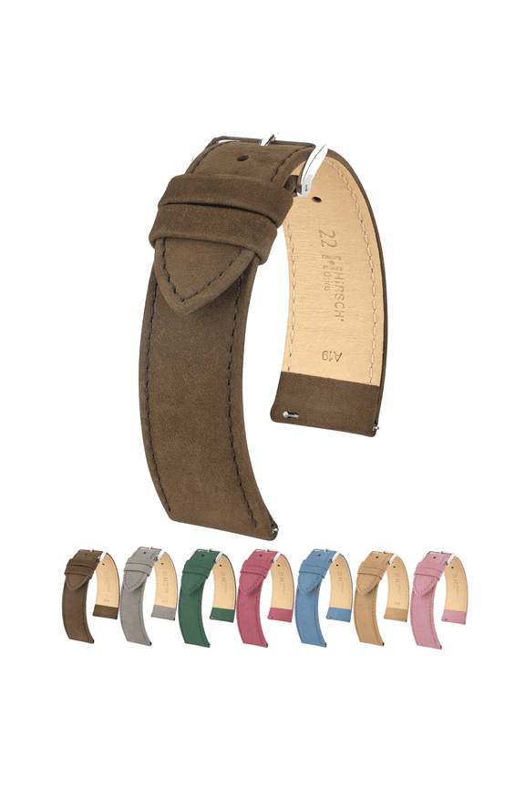 Osiris Nubuck Leather Watch Strap - Brown - L - 22mm - Silver Buckle