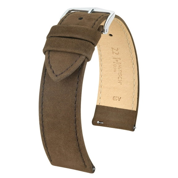 Hirsch Osiris Nubuck Leather Watch Strap - Brown - M - 20mm - Silver Buckle