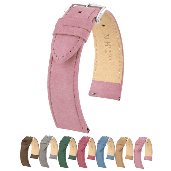 Hirsch Osiris Nubuck Leather Watch Strap - Rose - M - 16mm - Silver Buckle