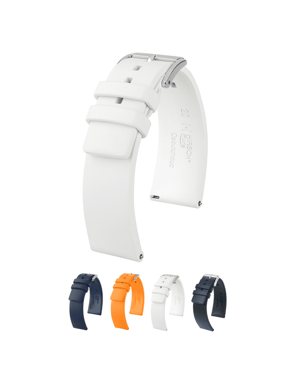 Pure Caoutchouc Watch Strap - White - M - 24mm - Silver Buckle - Natural Rubber