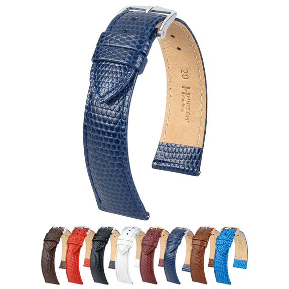 Hirsch Rainbow Bonded Leather Watch Strap - Blue - M - 16mm - Silver Buckle