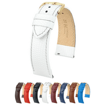 Hirsch Rainbow Bonded Leather Watch Strap - White - M - 12mm - Gold Buckle