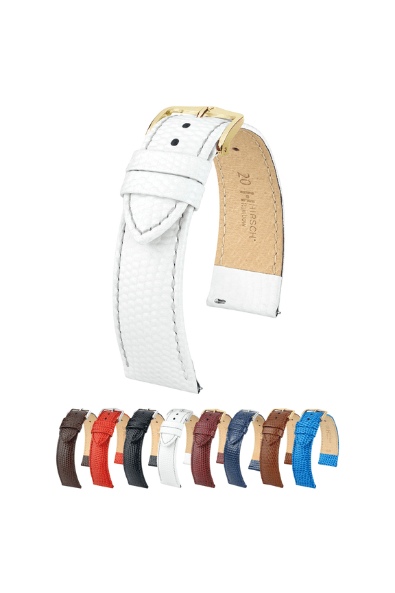 Rainbow Bonded Leather Watch Strap - White - M - 12mm - Gold Buckle
