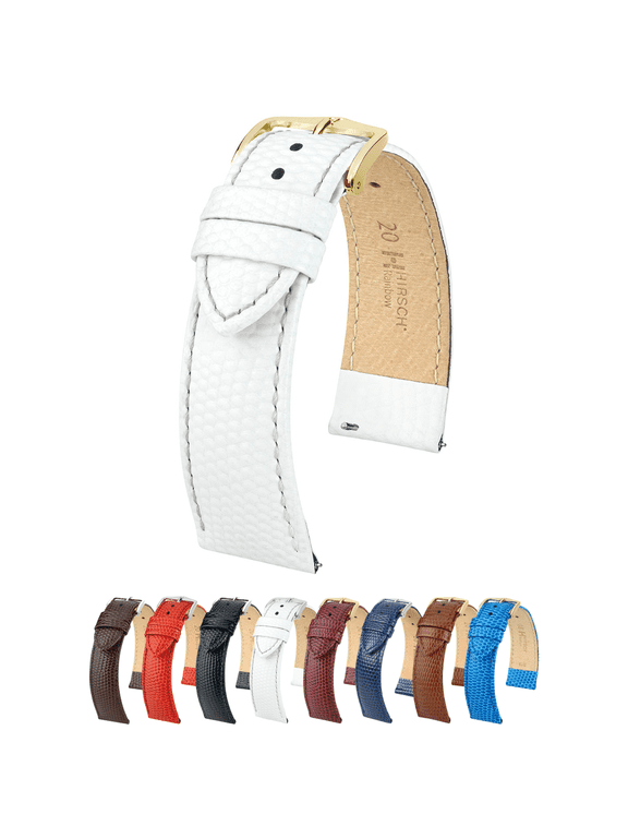 Rainbow Bonded Leather Watch Strap - White - M - 12mm - Gold Buckle