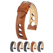 Hirsch Rally Artisan Leather Watch Strap - Golden Brown - L - 18mm - Silver Buckle