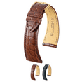 thumbnail image 1 of Hirsch Regent Alligator Flank Leather Watch Strap - Brown - M - 20mm - Gold Buckle, 1 of 9