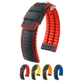 thumbnail image 1 of Hirsch Robby Leather & Rubber Watch Strap - Black & Red - L - 22mm - Silver Buckle, 1 of 3