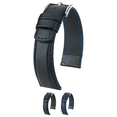 thumbnail image 1 of Hirsch Runner Leather Watch Strap - Black - L - 24mm - Silver Buckle - Water Resistant, 1 of 9