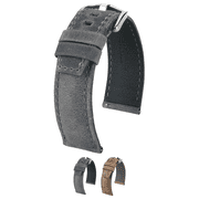 Hirsch Tritone South African Kudu Antelope Leather Watch Strap - Dark Grey - L - 24mm