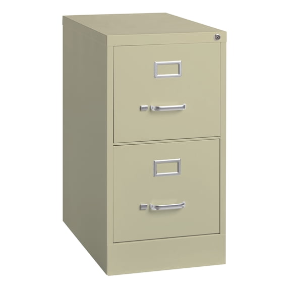 Hirsh 2 Drawer Letter Locking Metal Vertical File Cabinet, 22" Deep, Putty