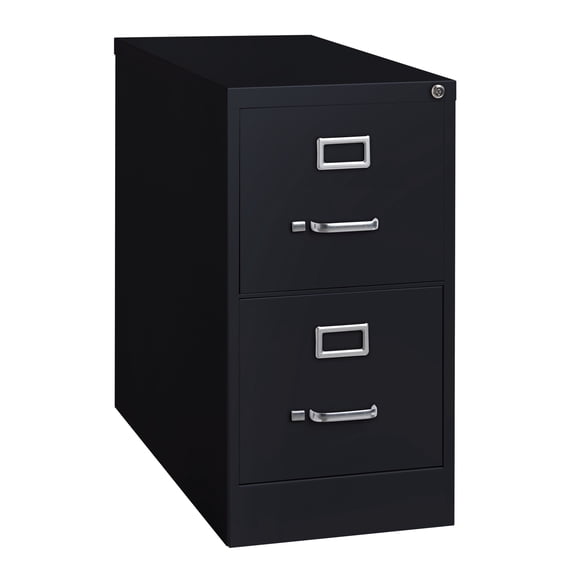 Hirsh 2 Drawer Letter Locking Metal Vertical File Cabinet, 26.5" Deep, Black