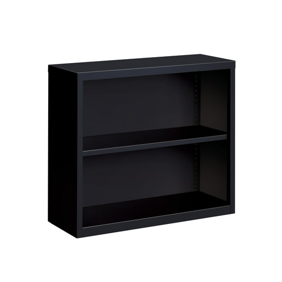 Hirsh 2 Shelf Metal Bookcase, 30in. Height, Black