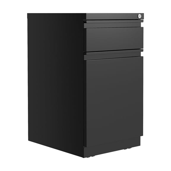 Hirsh 20" Deep Mobile File Cabinet 2 Drawer with XL Backpack Drawer, Letter Width, Black