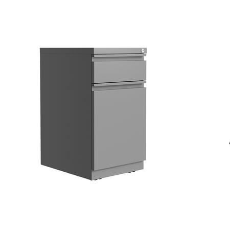 Hirsh - 20-inch Deep Mobile Pedestal File 2-Drawer Box-Backpack with Full Width Pull - Arctic Silver