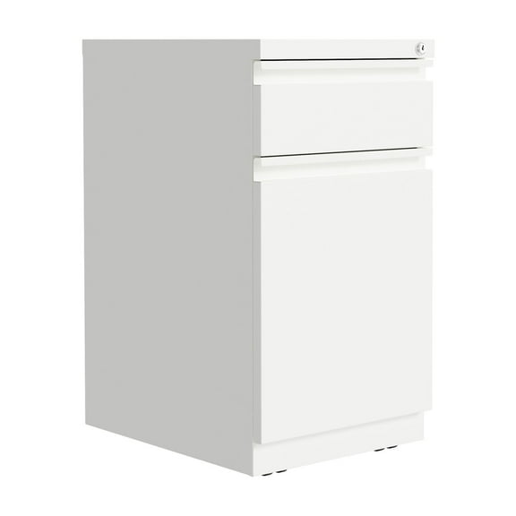 Hirsh 20" Deep Mobile File Cabinet 2 Drawer with XL Backpack Drawer, Letter Width, White