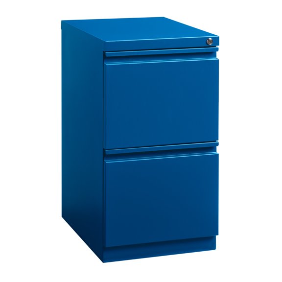 Hirsh 20" Deep Mobile Pedestal File Cabinet 2 Drawer File-File, Letter Width, Blue