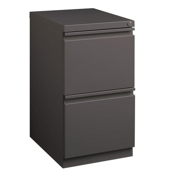 Hirsh 20" Deep Mobile Pedestal File Cabinet 2 Drawer File-File, Letter Width, Medium Tone Brown