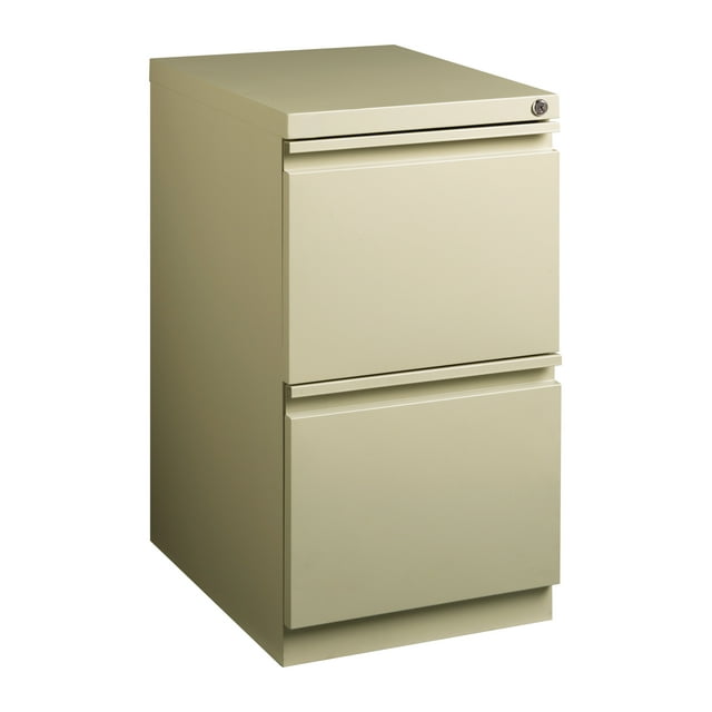 Hirsh 20" Deep Mobile Pedestal File Cabinet 2 Drawer File-File, Letter Width, Putty
