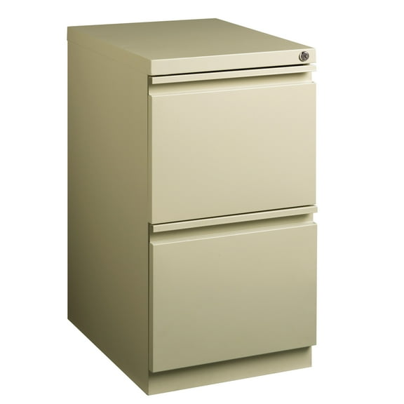 Hirsh 20" Deep Mobile Pedestal File Cabinet 2 Drawer File-File, Letter Width, Putty