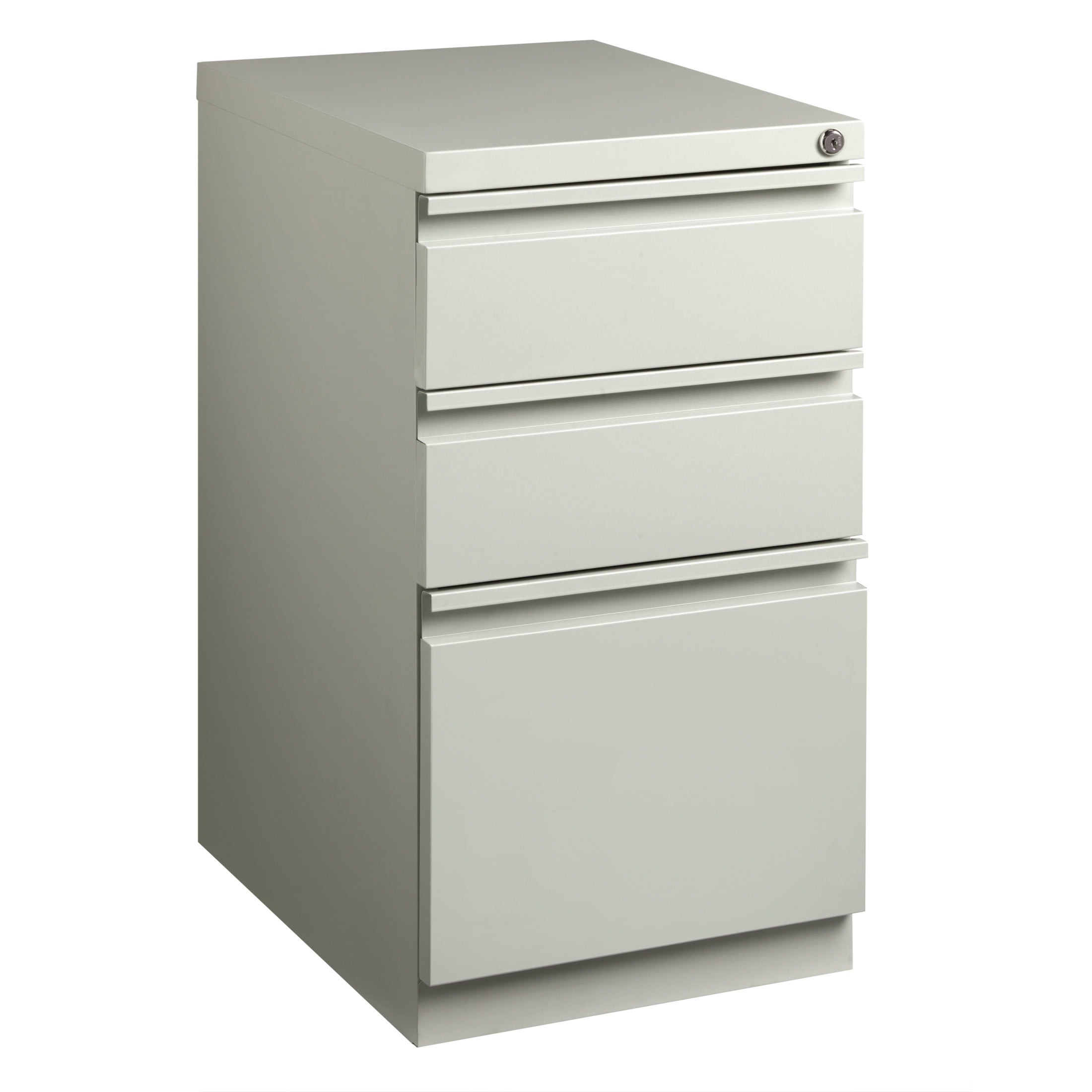 Light Gray Steel 3-Drawer Mobile Pedestal File Cabinet