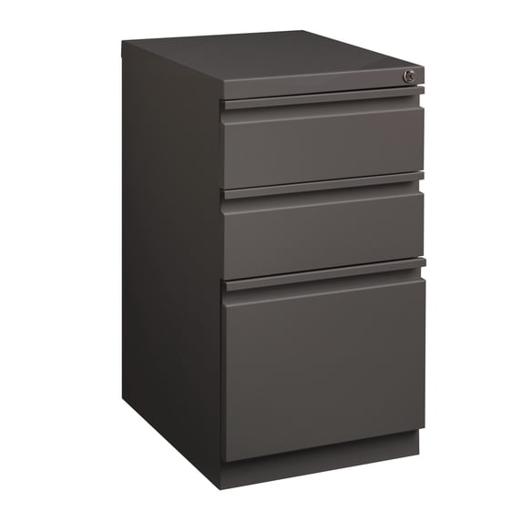 Hirsh 20" Deep Mobile Pedestal File Cabinet 3 Drawer Box-Box-File, Letter Width, Medium Tone Brown