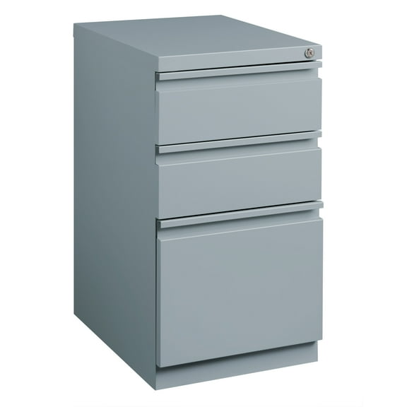 Hirsh 20" Deep Mobile Pedestal File Cabinet 3 Drawer Box-Box-File, Letter Width, Platinum