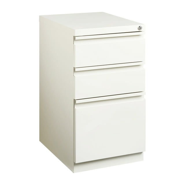 Hirsh 20" Deep Mobile Pedestal File Cabinet 3 Drawer Box-Box-File, Letter Width, White