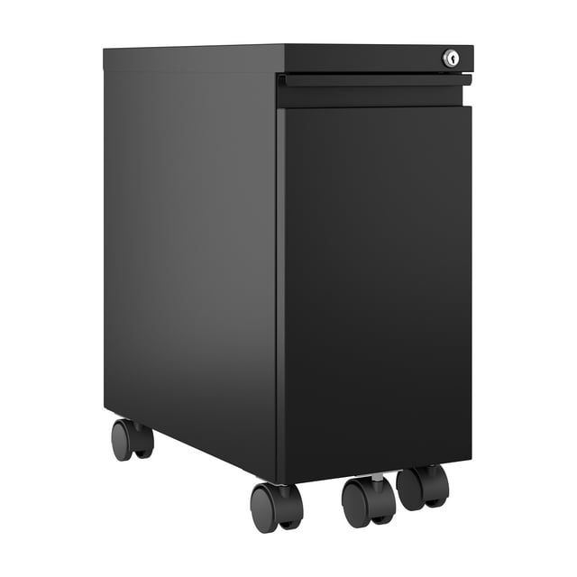 Hirsh 20" Deep Mobile Zip Pedestal File Cabinet 2 Drawer Box-File Hidden Drawer, Holds Letter or Legal Hanging Folders, Black