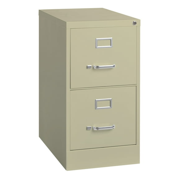 Hirsh 2 Drawer Letter Locking Metal Vertical File Cabinet, 22" Deep, Putty