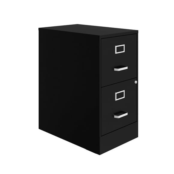 Hirsh 22" Deep 2 Drawer Metal File Cabinet with Ball Bearing Slides in Black