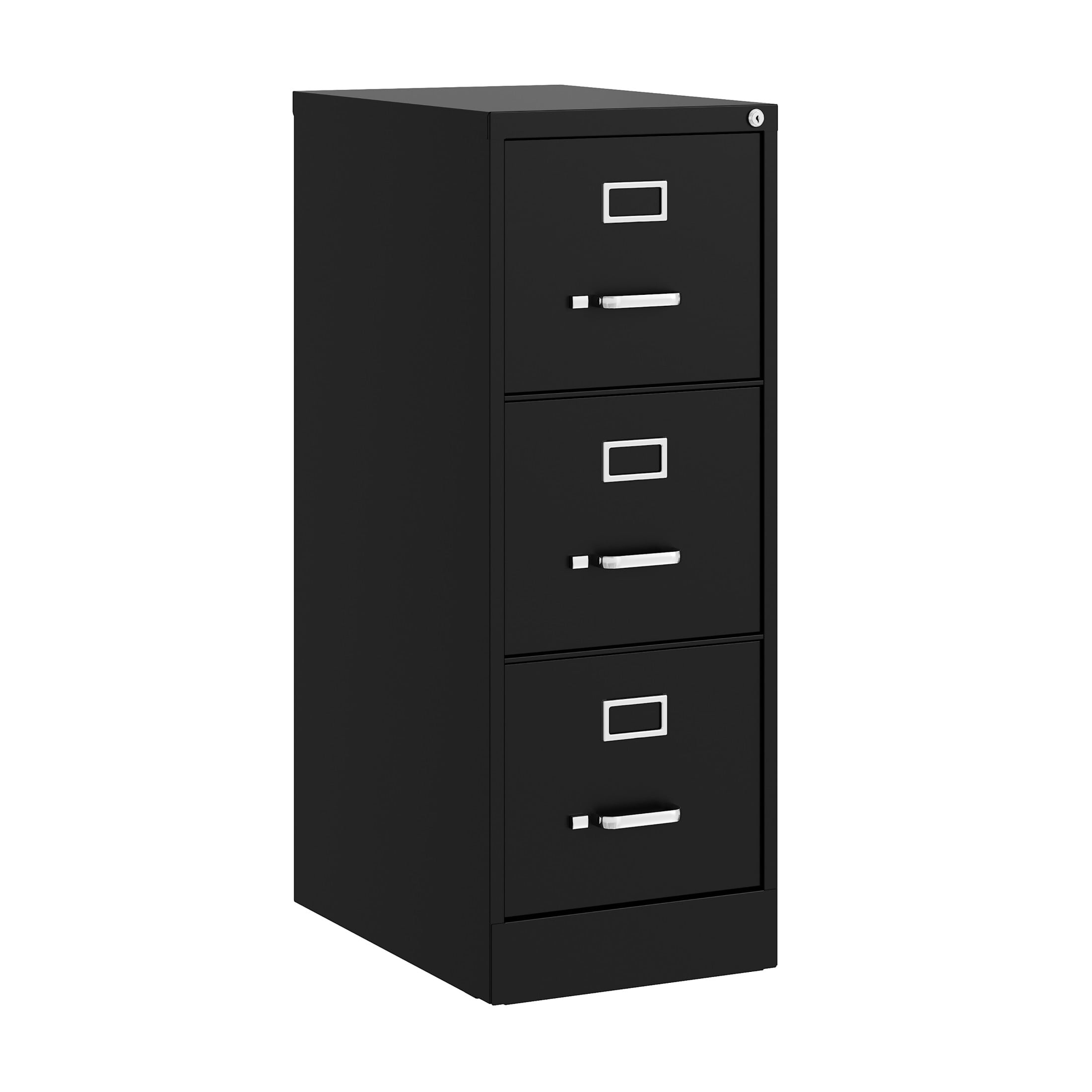 Black Steel 3-Drawer Lockable Vertical File Cabinet
