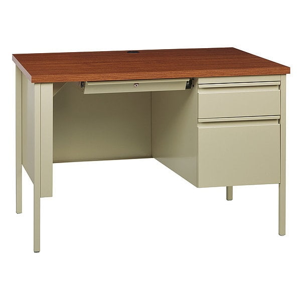 Putty Oak Right-Handed Desk with Filing Cabinet