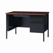Hirsh 24x45 Right Hand Single Pedestal Metal Desk Black/Walnut