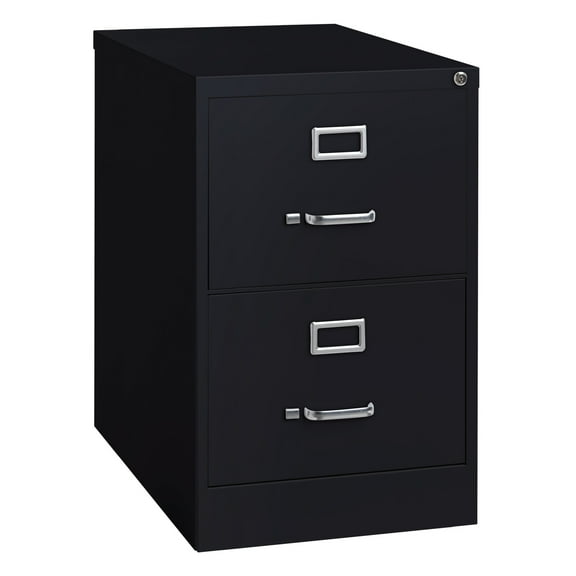 Hirsh 25" Deep 2 Drawer Legal Width Metal Vertical File Cabinet, Commercial Grade, Black