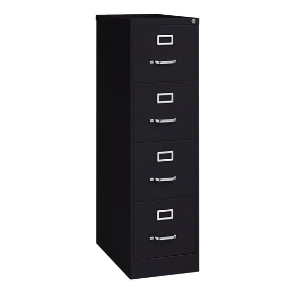 Hirsh 4 Drawer Letter Locking Metal Vertical File Cabinet, 26.5" Deep, Black