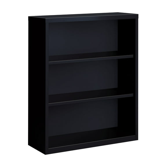 Hirsh 3 Shelf Metal Bookcase, 42in. Height, Black
