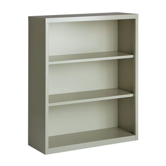 Hirsh 3 Shelf Metal Bookcase, 42in. Height, Gray