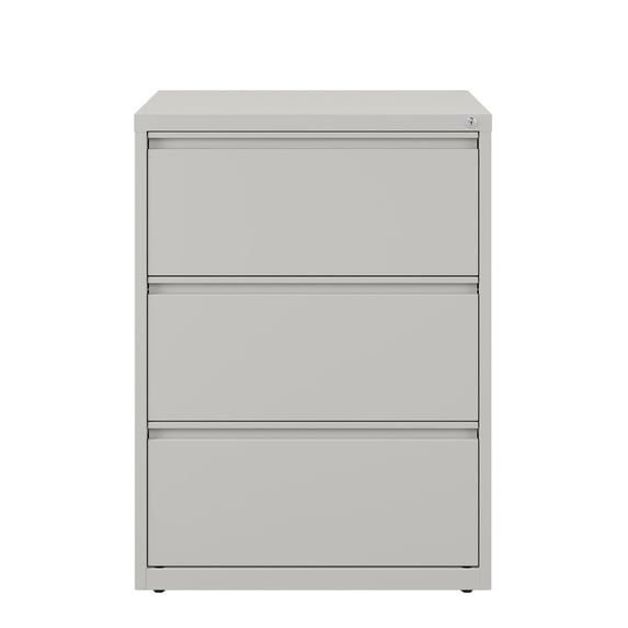 Hirsh 30"W HL10000 Series Metal 3 Drawer Lateral File Cabinet in Light Gray