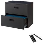 Hirsh 30W Metal 2 Drawer Lateral Cabinet Set Charcoal with Front/Back Rails