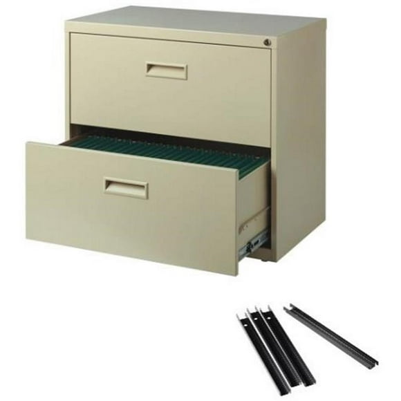 Hirsh 30"W Metal 2 Drawer Lateral File Cabinet Set Beige with Front/Back Rails