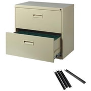 Hirsh 30"W Metal 2 Drawer Lateral File Cabinet Set Beige with Front/Back Rails
