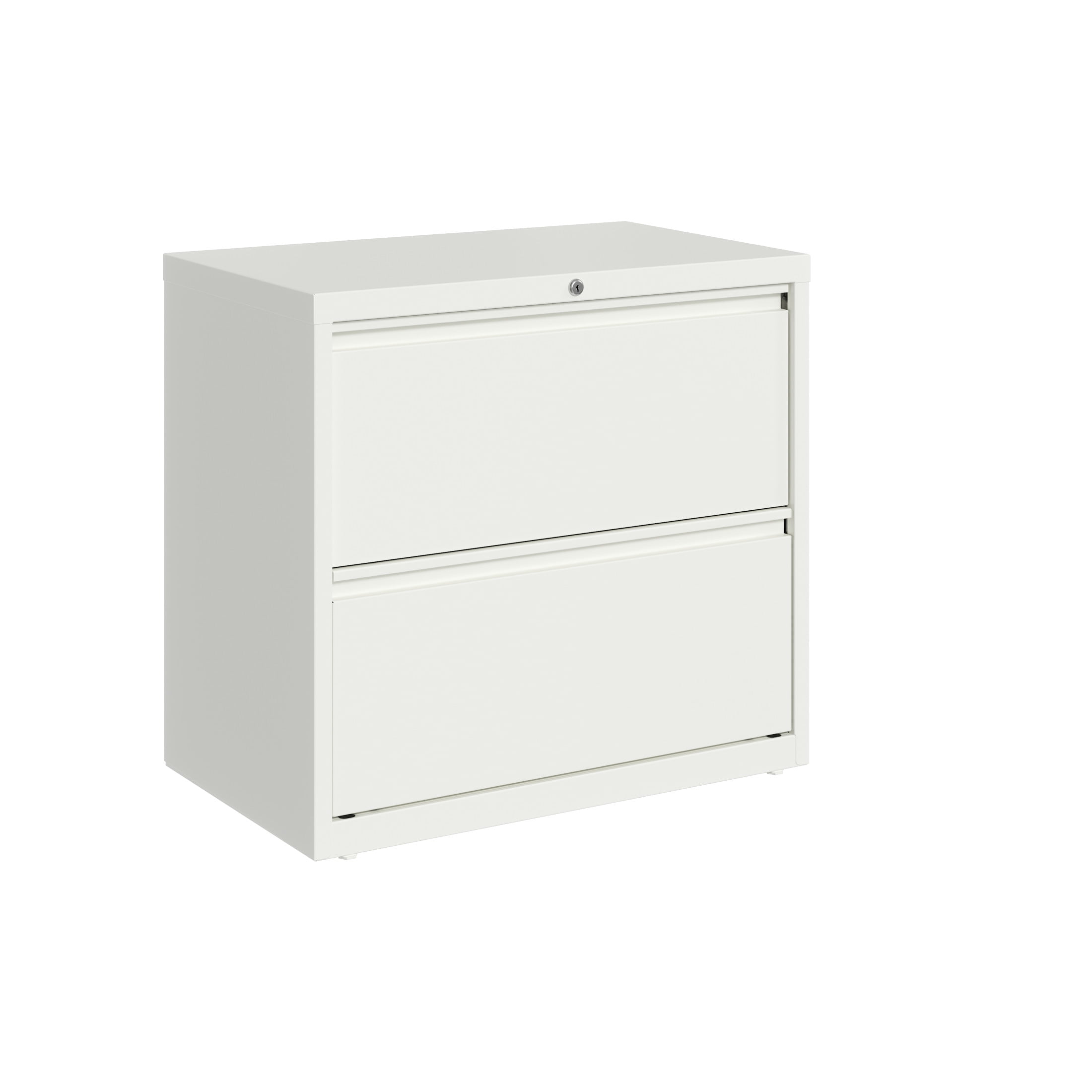 White 30-Inch Wide 2-Drawer Lockable Metal Lateral File Cabinet