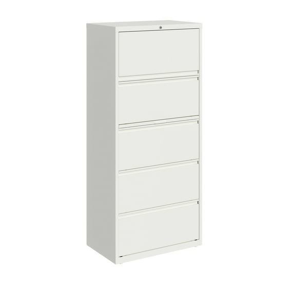 Hirsh 30 Inch Wide 5 Drawer Metal Lateral File Cabinet for Home and Office, Holds Letter, Legal and A4 Hanging Folders, White