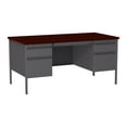 thumbnail image 1 of Hirsh 30D x 60W Double Pedestal Metal Desk Charcoal/Mahogany, 1 of 4